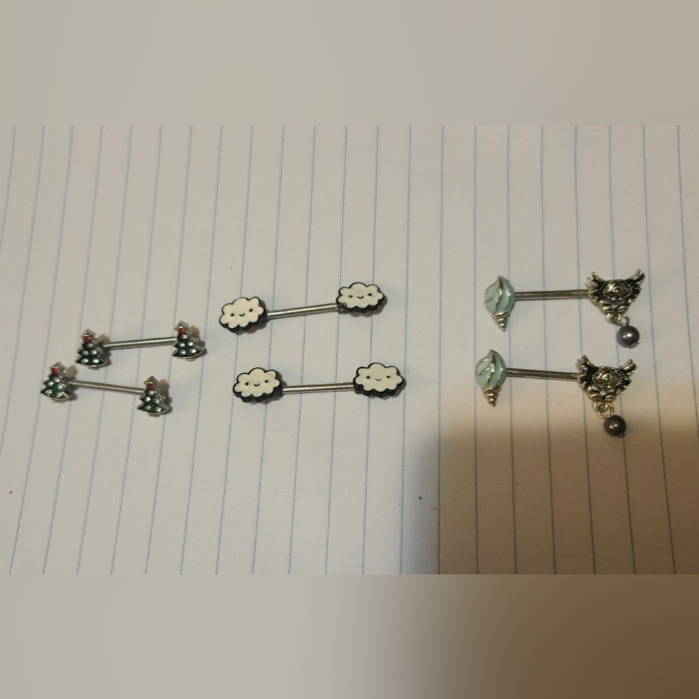 3 nipple barbell sets